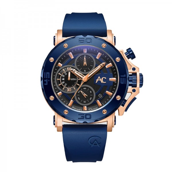 Alexandre Christie AC 9205 Rosegold Blue Rubber MCRURBU